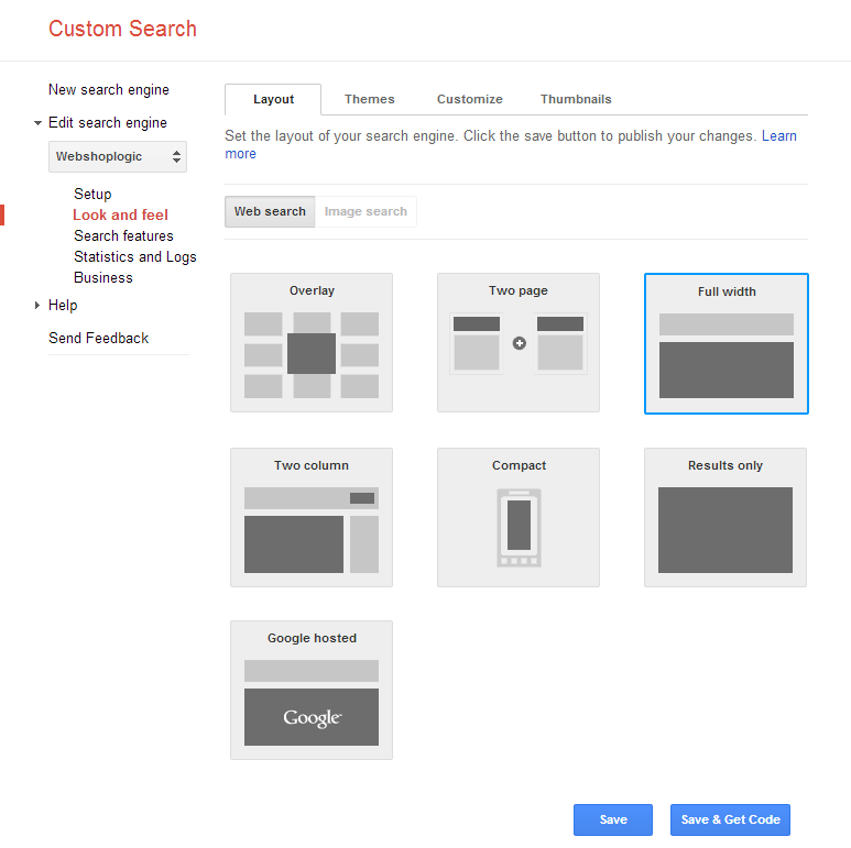 Customization example (select layout)
