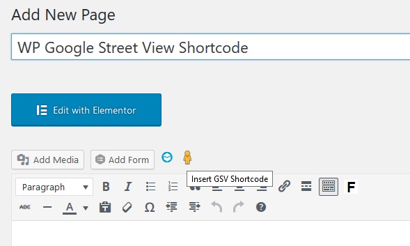 Pegman icon above editor to launch shortcode builder