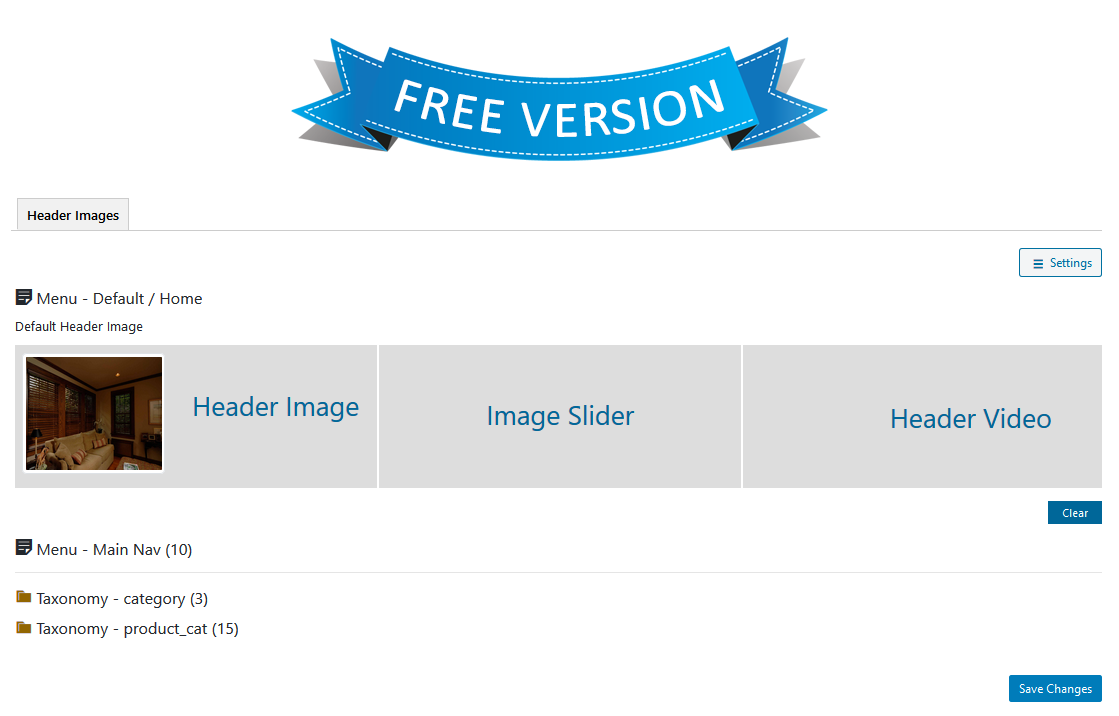 WP Header Images can be used with multiple menus - 1