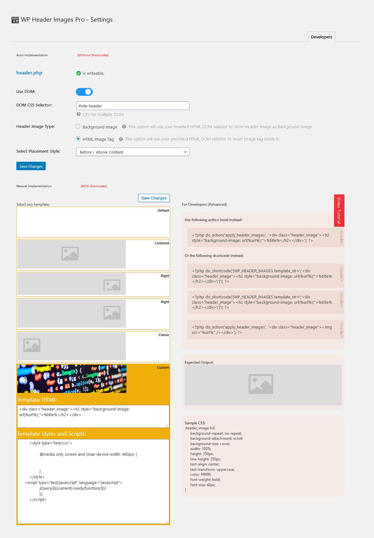 WP Header Images can be used with multiple menus - 2