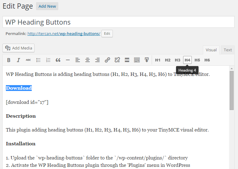 Add post/page TinyMCE visual editor.