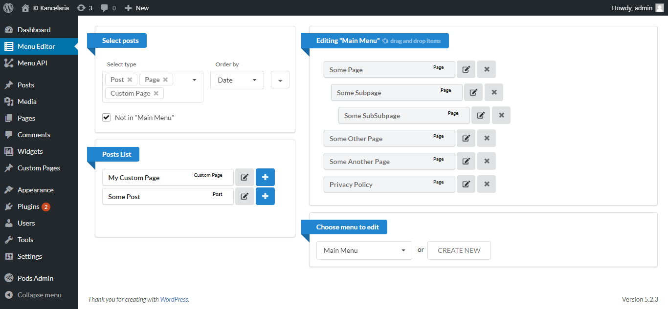 Menu Editor