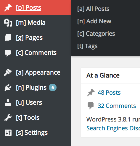 Hotkey hints in the dashboard