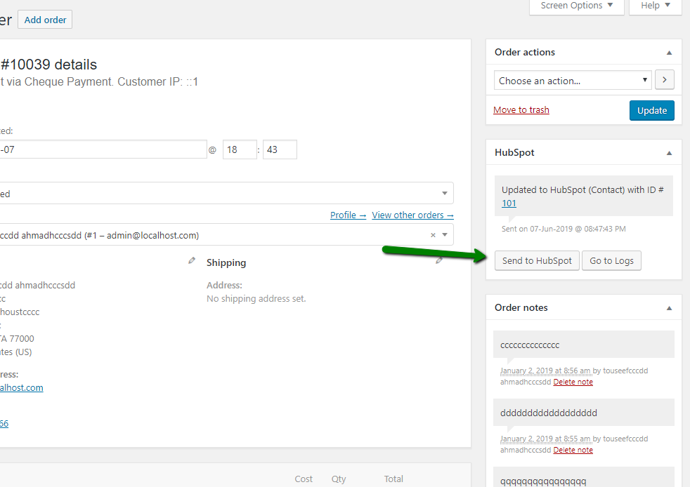 Send WooCommerce Order to HubSpot.