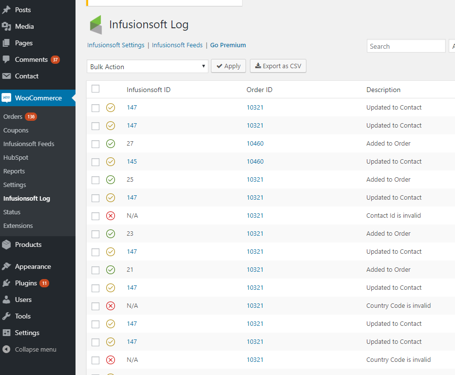 Keap/Infusionsoft logs.