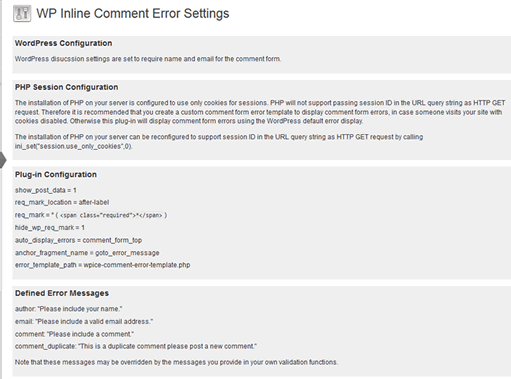 Screen shot of the settings page.