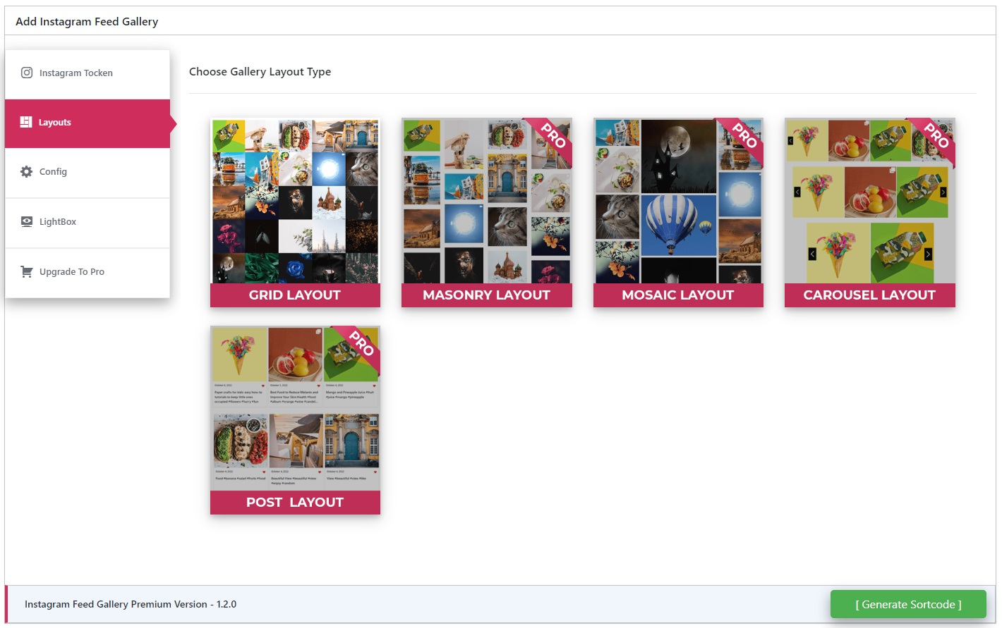 Layout Selection Dashboard