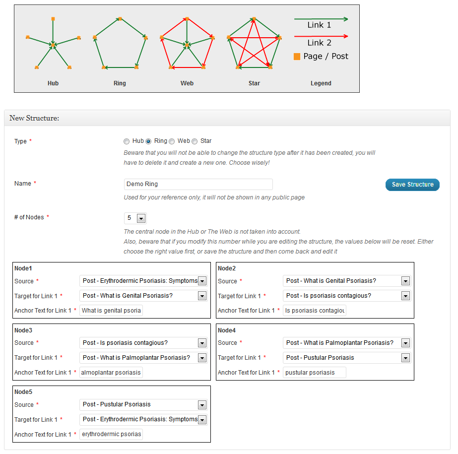 Structure creation panel