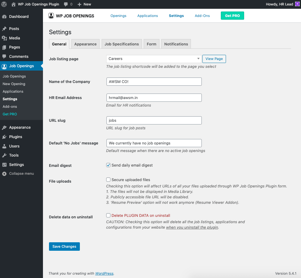 Job listing - List View