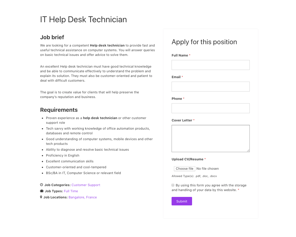 Application Detail View