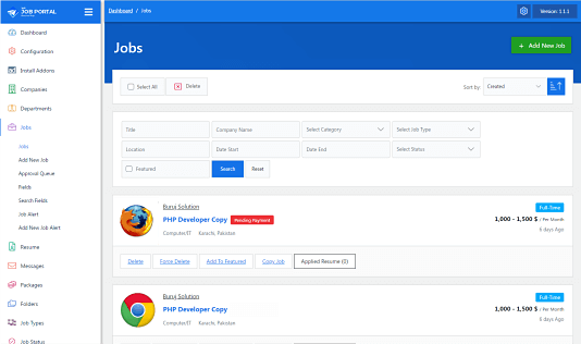 Job Seeker Control Panel