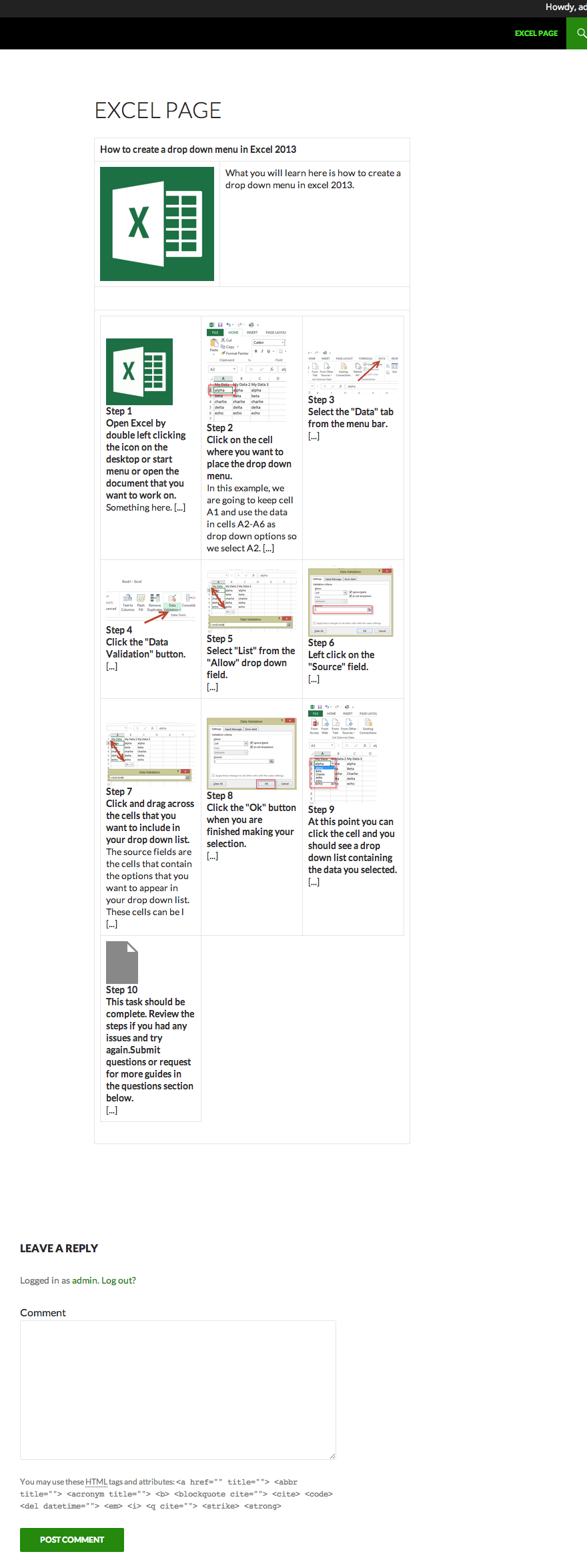 Completed page displaying a guide made up of step-by-step instructions.