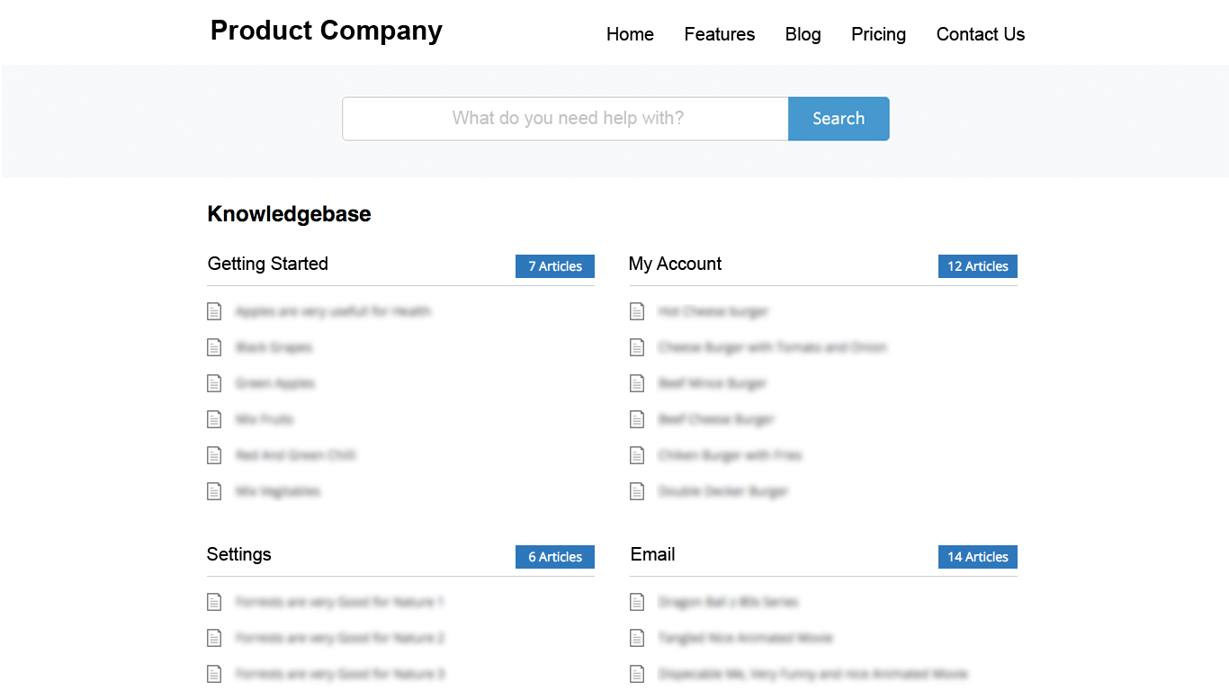 Custom knowledge base index page that displays all of your guides.
