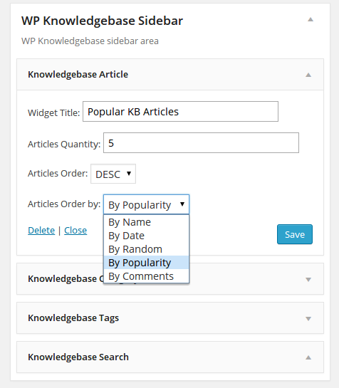 Available widgets