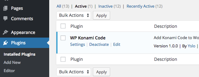Link to Konami Code Settings