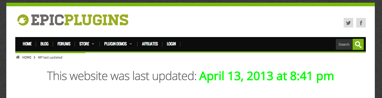 The plugin can be used to display when your site was last updated.