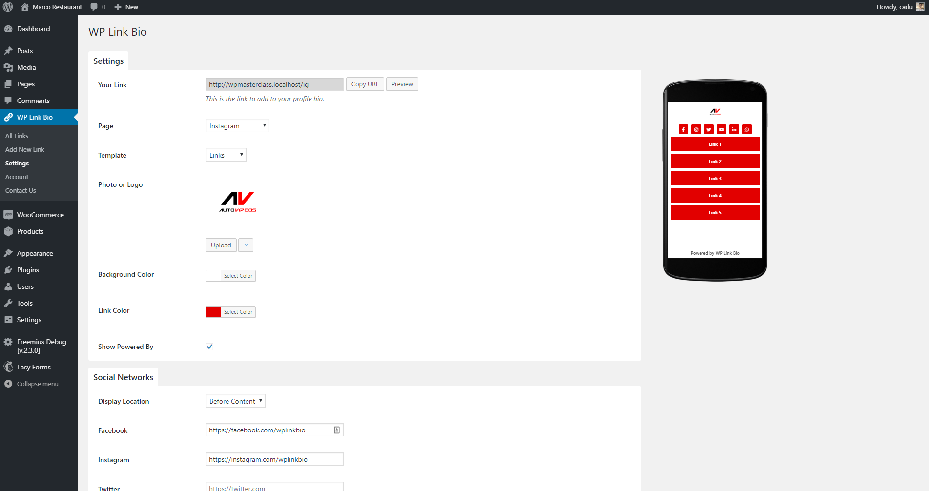 Settings Page