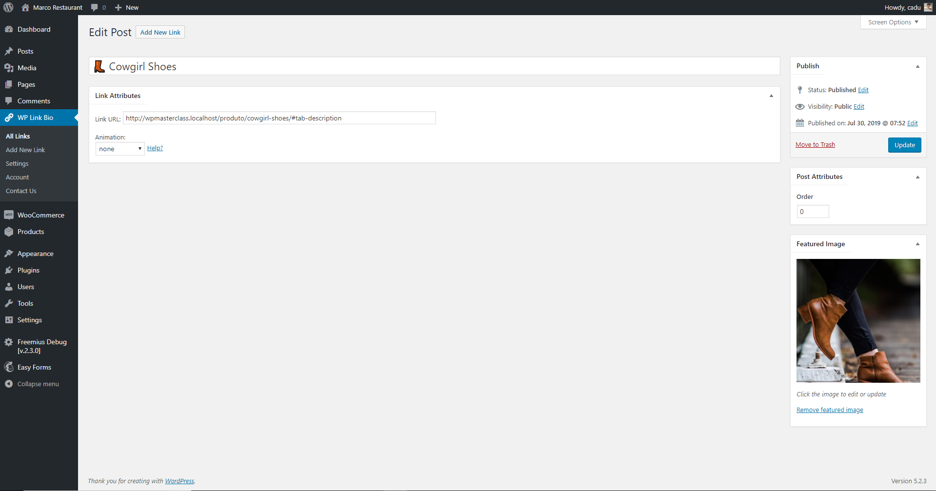 Add/Edit Link Page