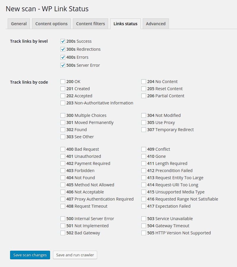 Scan HTTP status selection