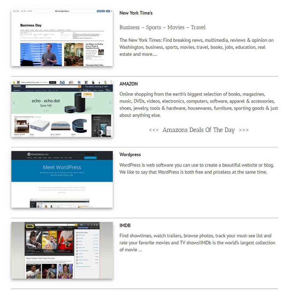 An example of the List Display.