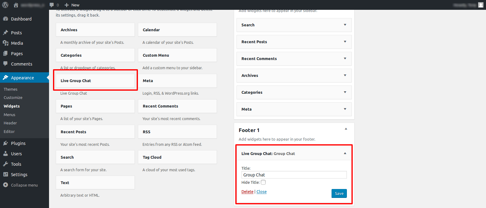 chat widget.