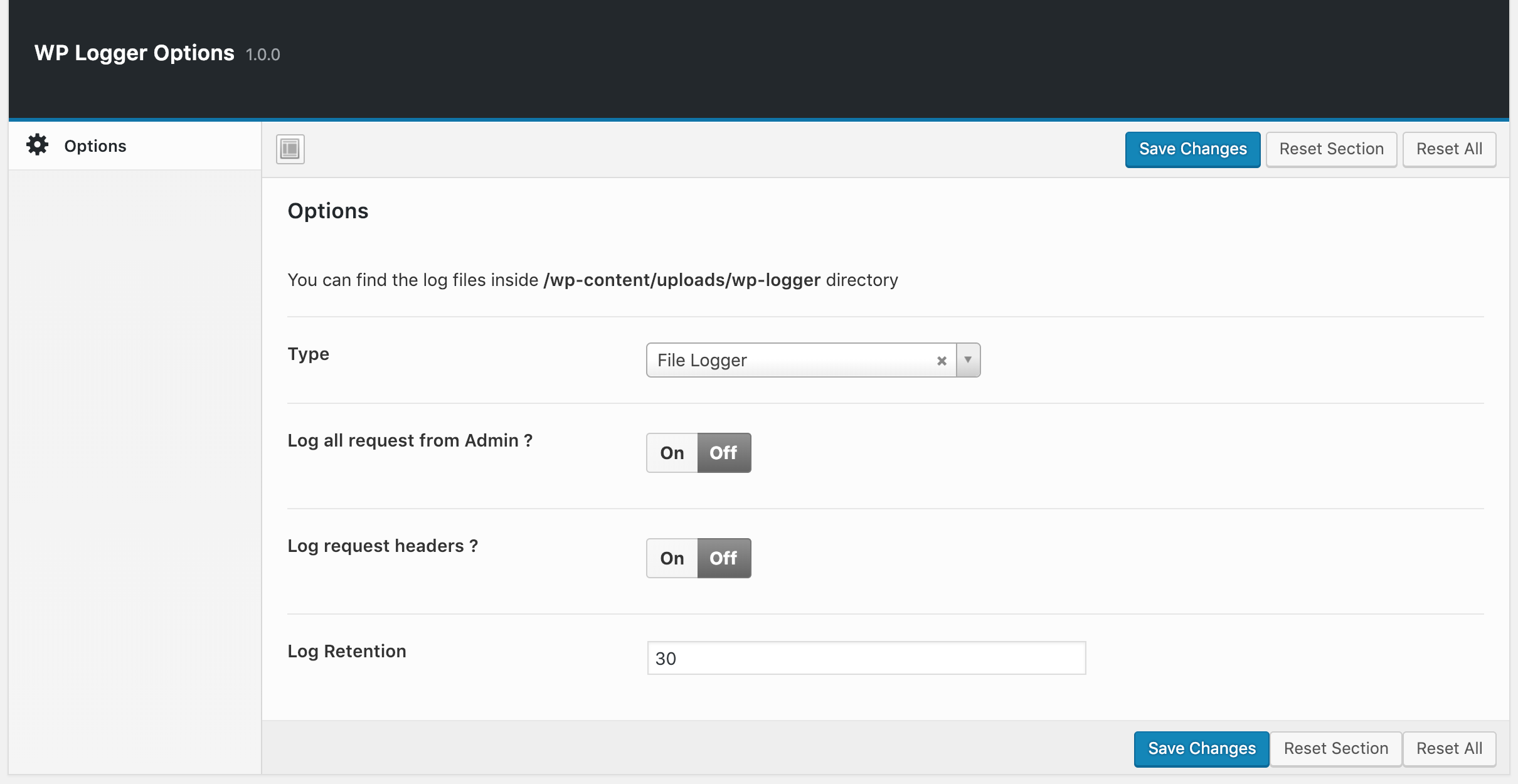 Settings Page