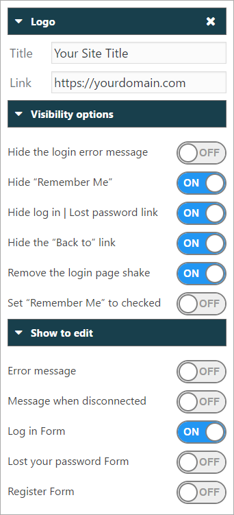 Visibility options