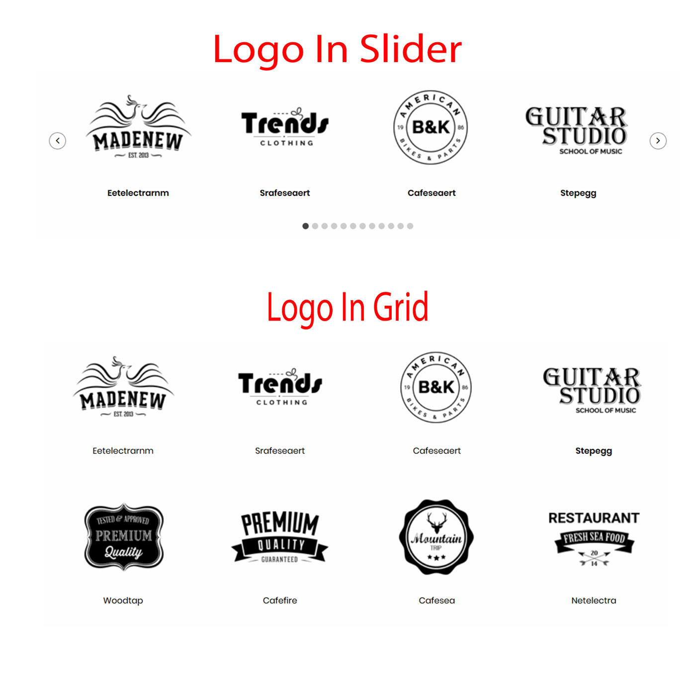 Preview Logo in Slider, Grid.
