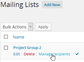 Add members to your list (both WP users and users outside WP are possible)