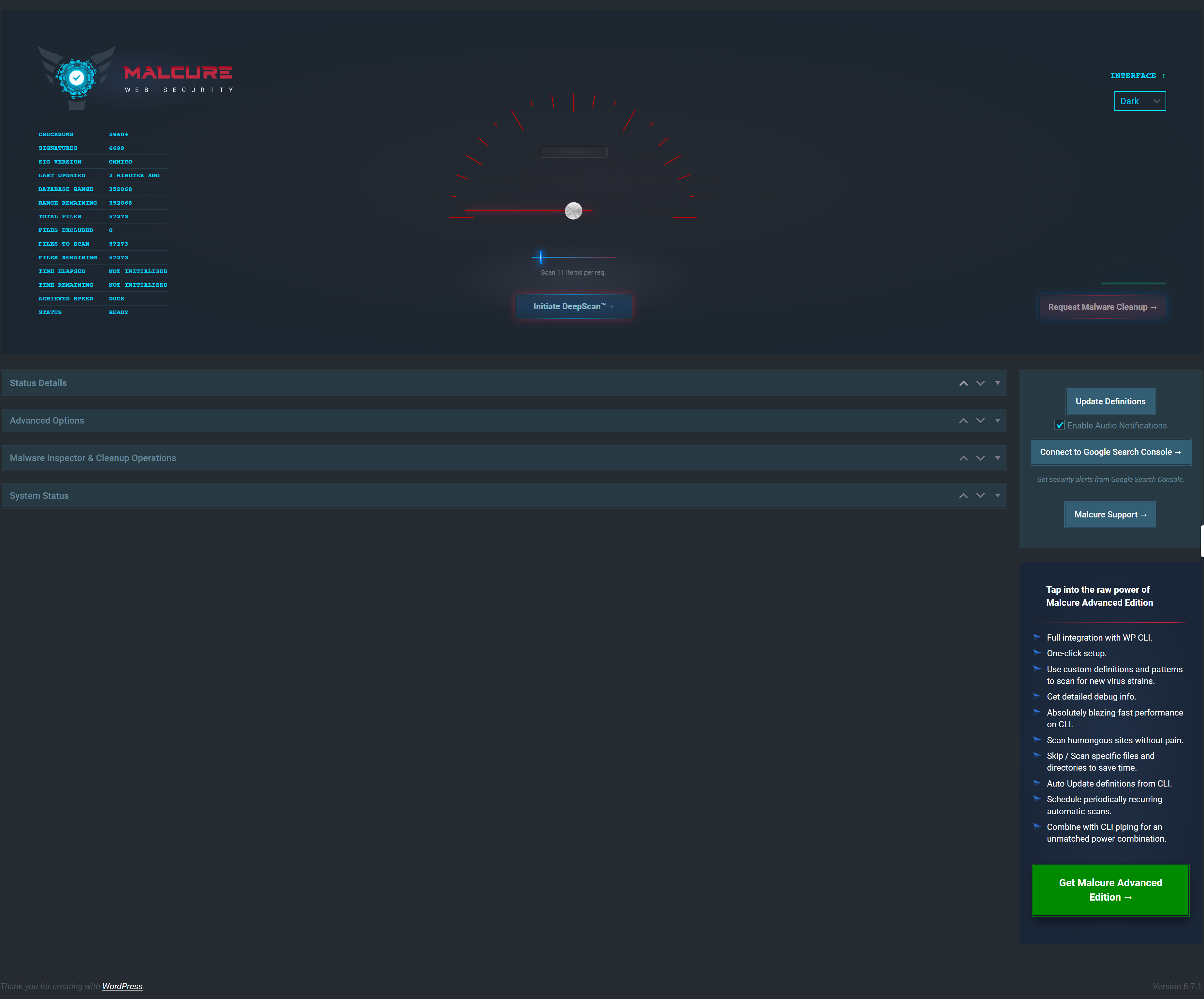 Malcure in WP CLI.