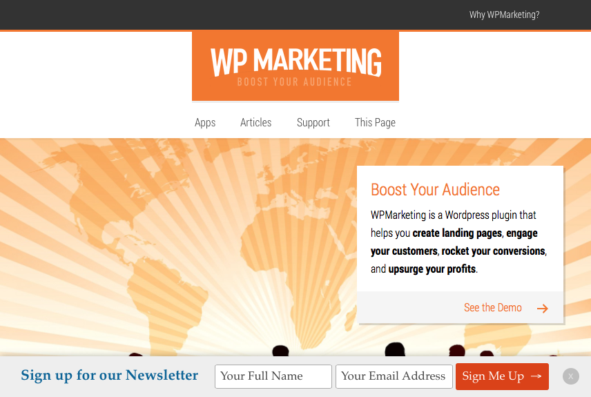 A sticky bottom bar that is ideal to offer a free download or prompt newsletter signups.