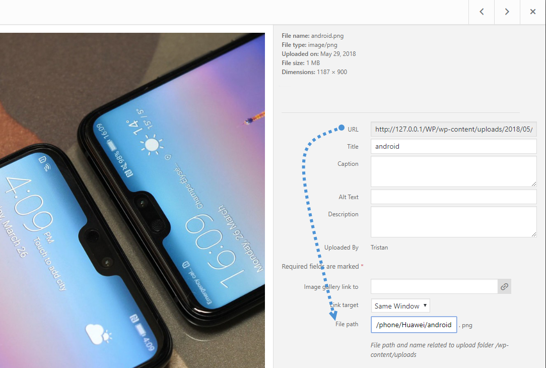 Update the media URL structure with a real folder path link