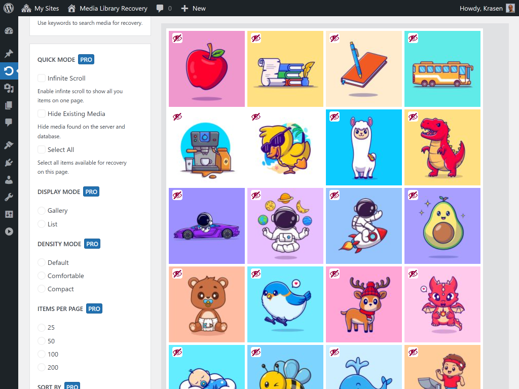 screenshot-1.(png) - Media Explorer showing orphaned WordPress files