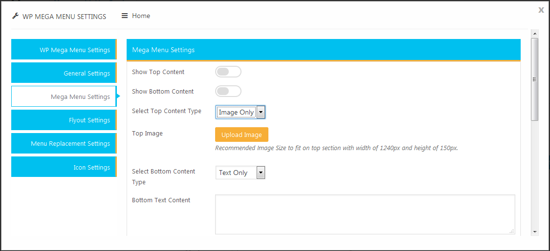 Backend - Image Default Settings