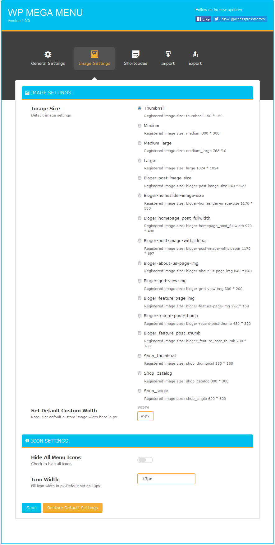 Top Level Menu Settings - Menu Replacement Settings