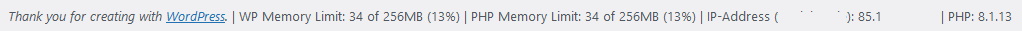 Screenshot Admin footer