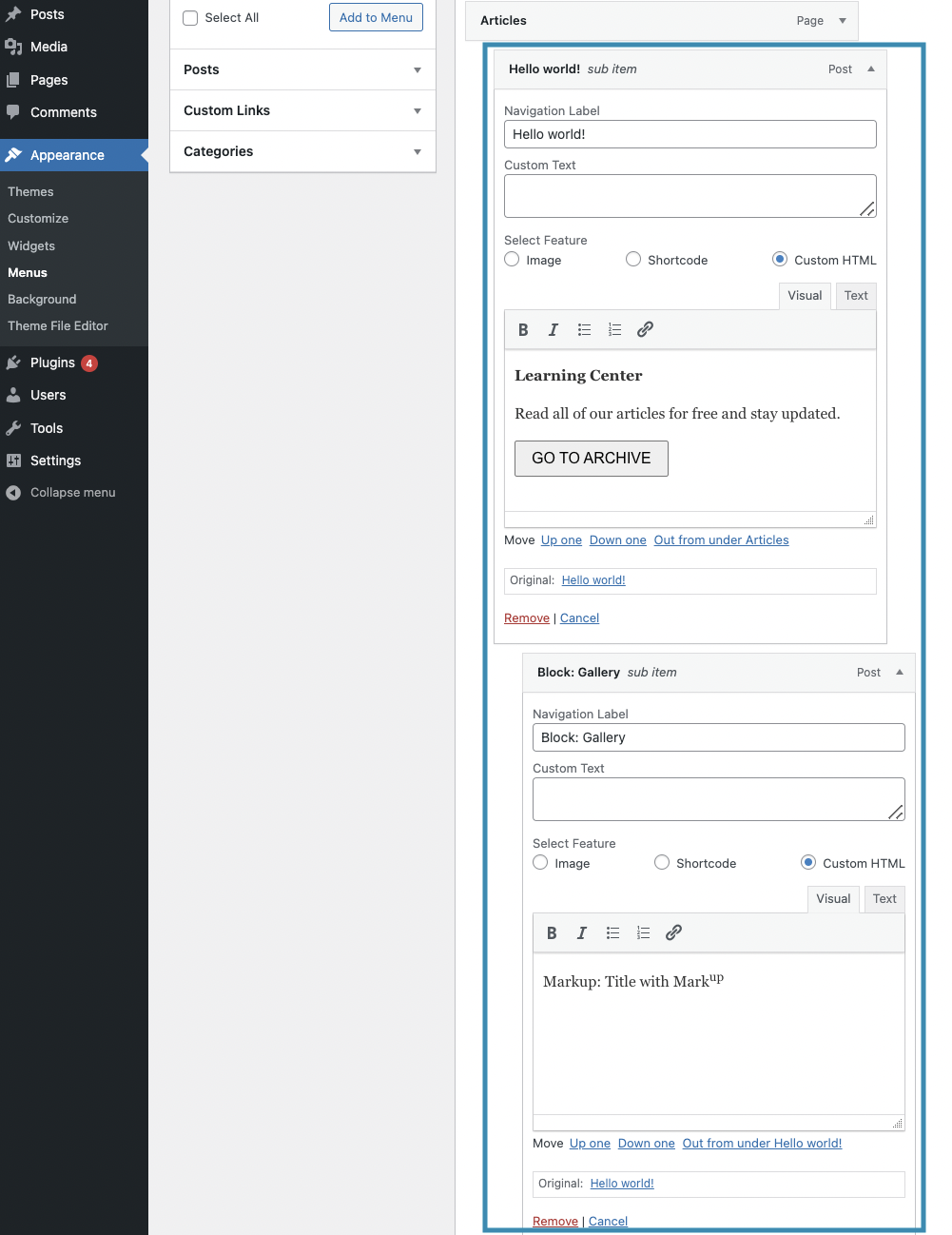 Custom HTML field (frontend)