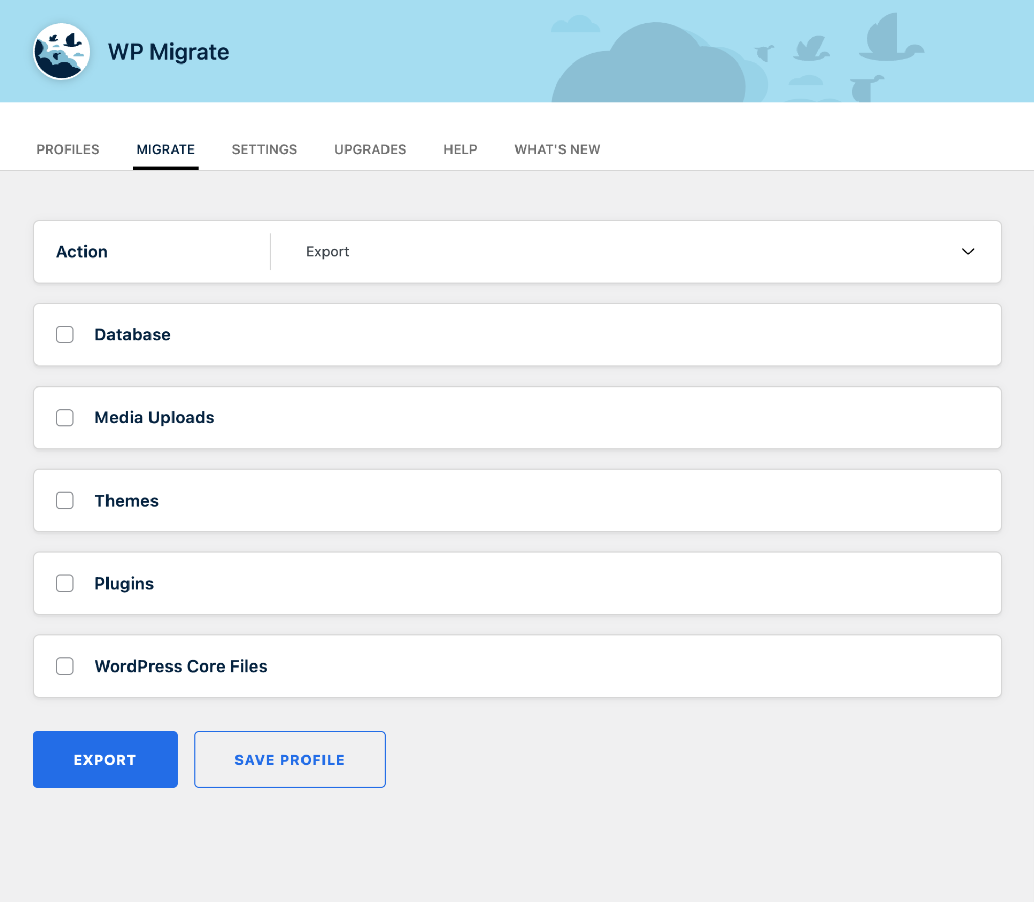 Database panel