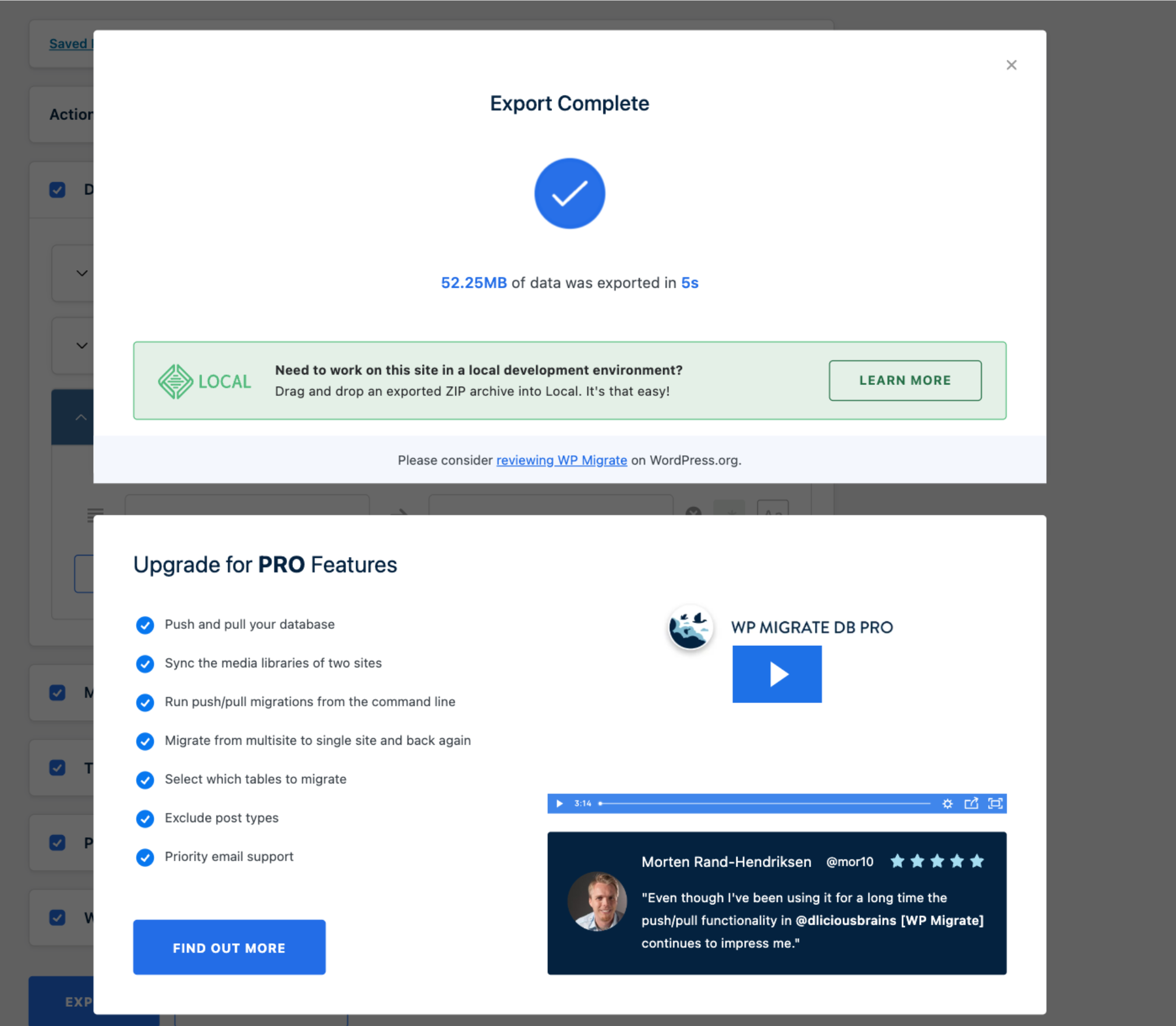 Saved migration profiles
