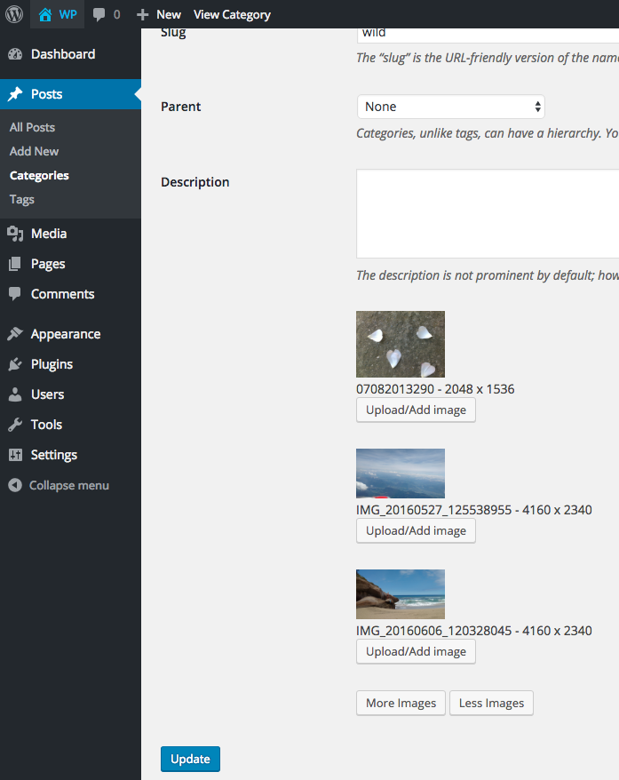 When editing the terms, one can still change images or the number of images.