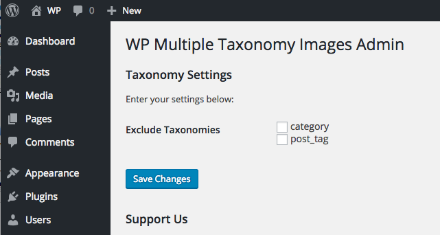 A simple settings page allows you to exclude taxonomies.
