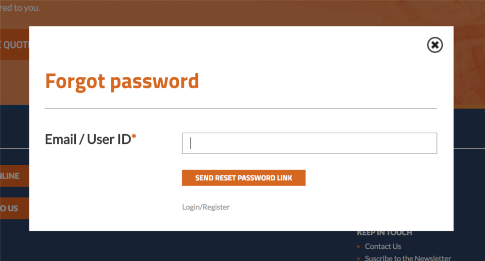 Forgot password form.