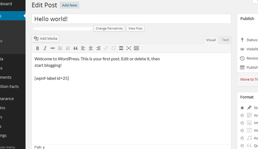 Edit post to add the shortcode.
