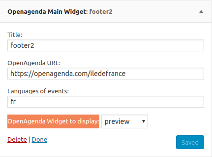 Display OpenAgenda widget in a great WP Widget
