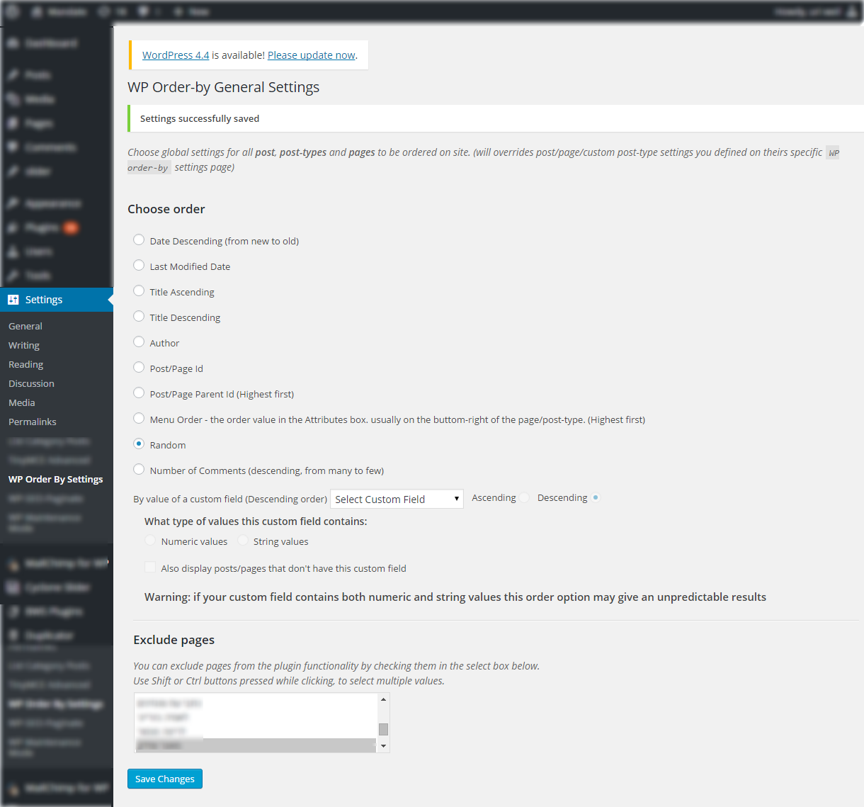 Plugin general settings page