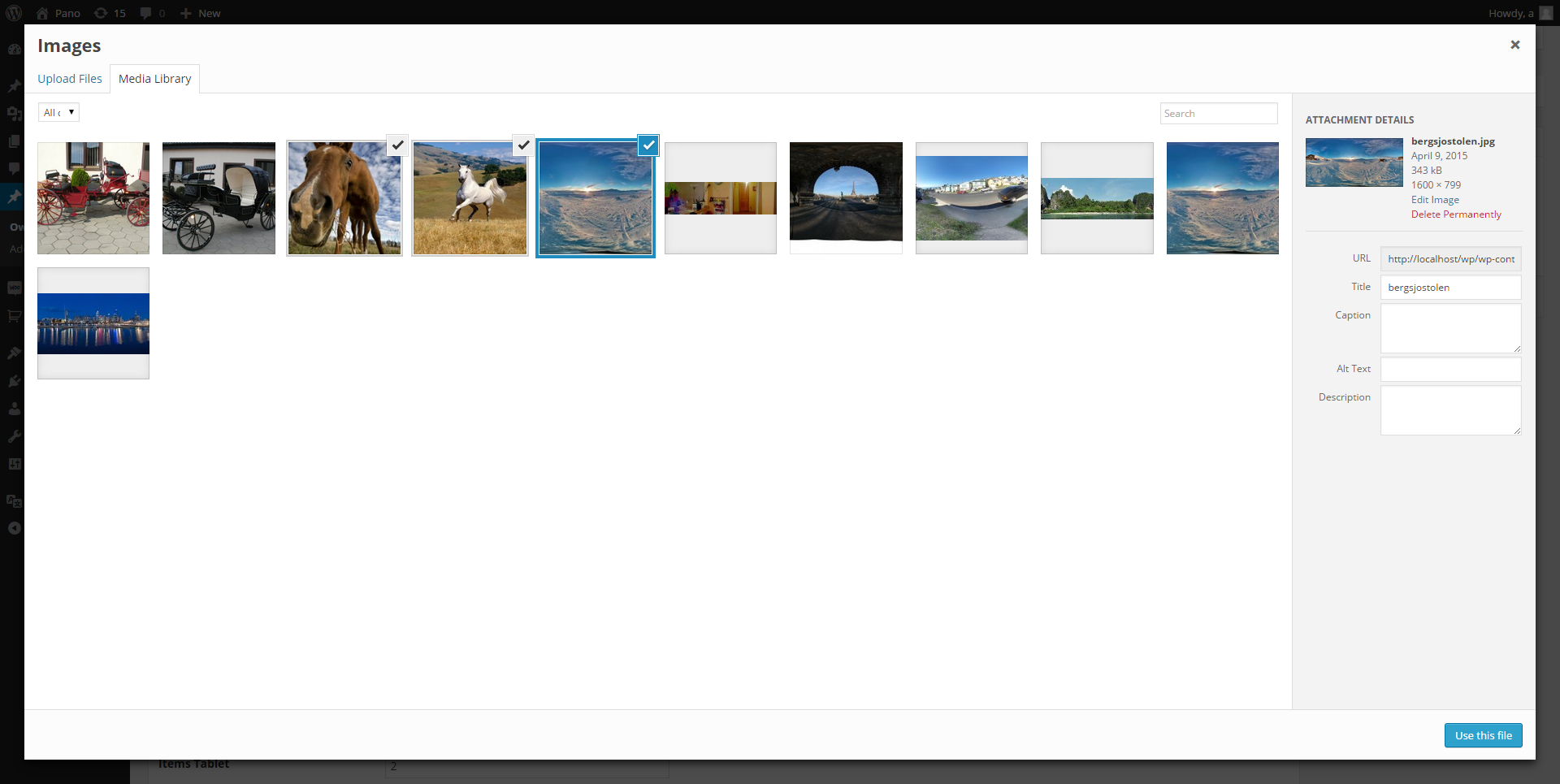 When images selected, click use this file
