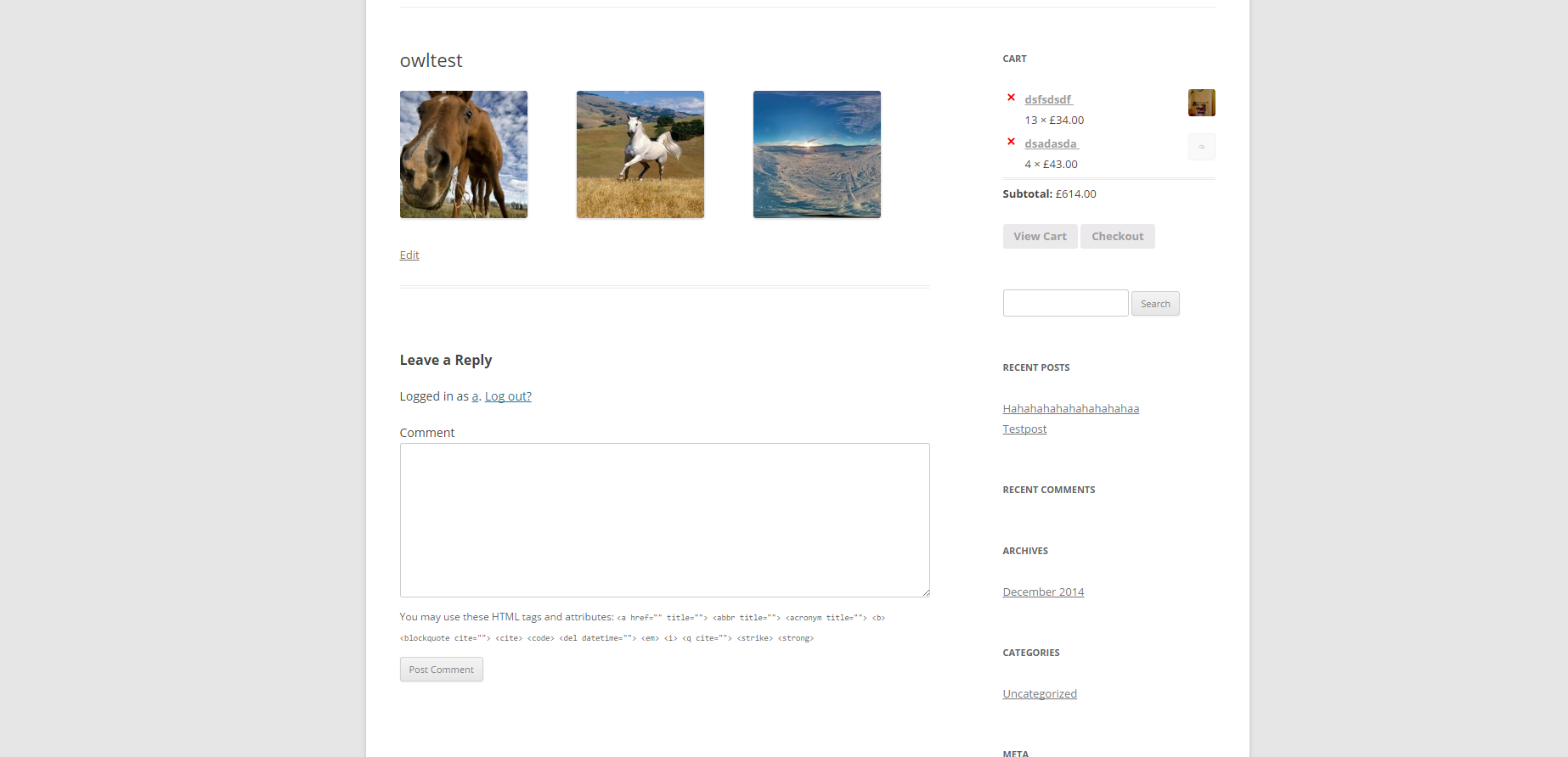 View post/page to see results