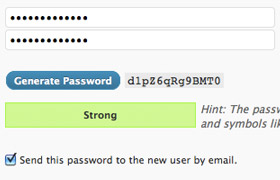 A generated password revealed by the user clicking 'Show password'. This password will update with subsequent generations.