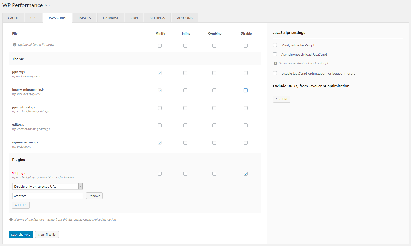 JavaScript optimization page