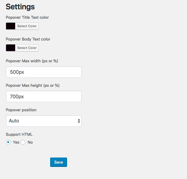 Settings Page